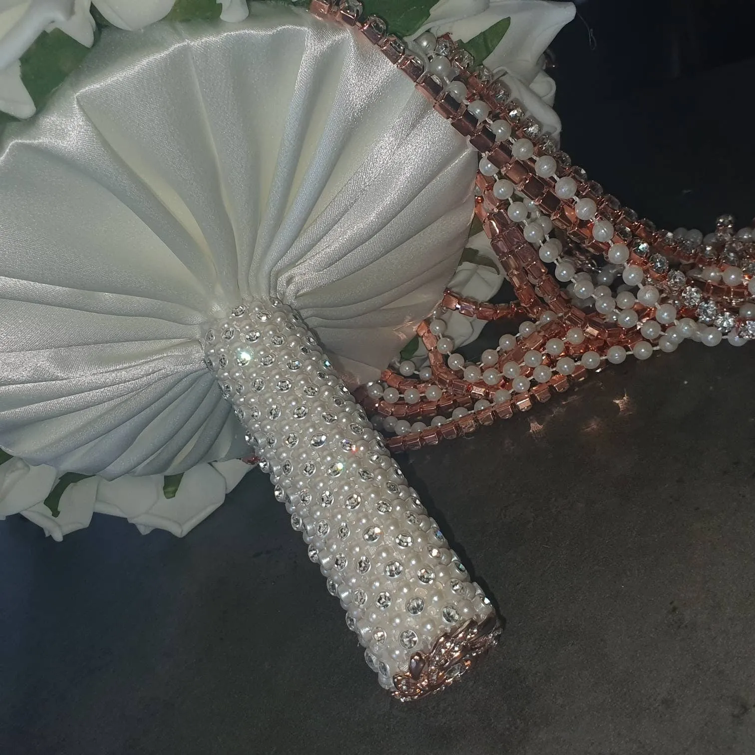 Crystal Brooch and Pearl drape  bouquet by Crystal wedding uk