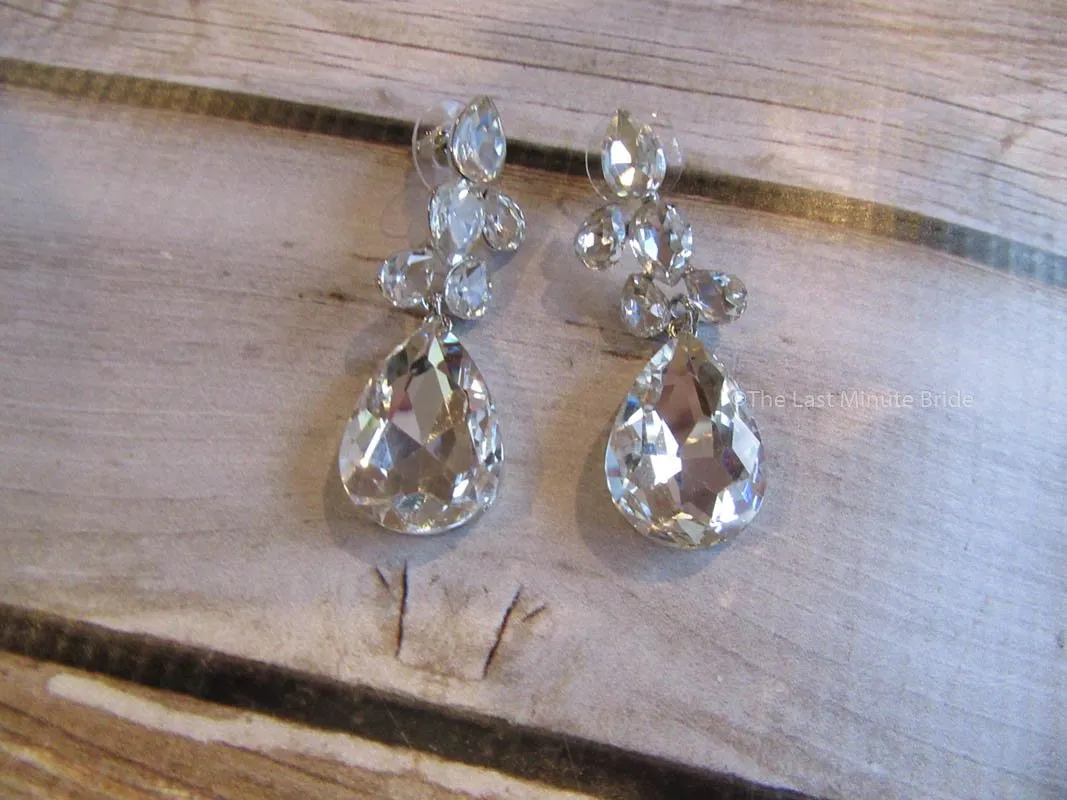 Crystal Clip Dangle Bridal Earrings