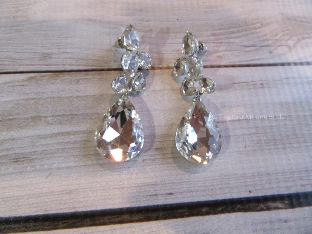 Crystal Clip Dangle Bridal Earrings