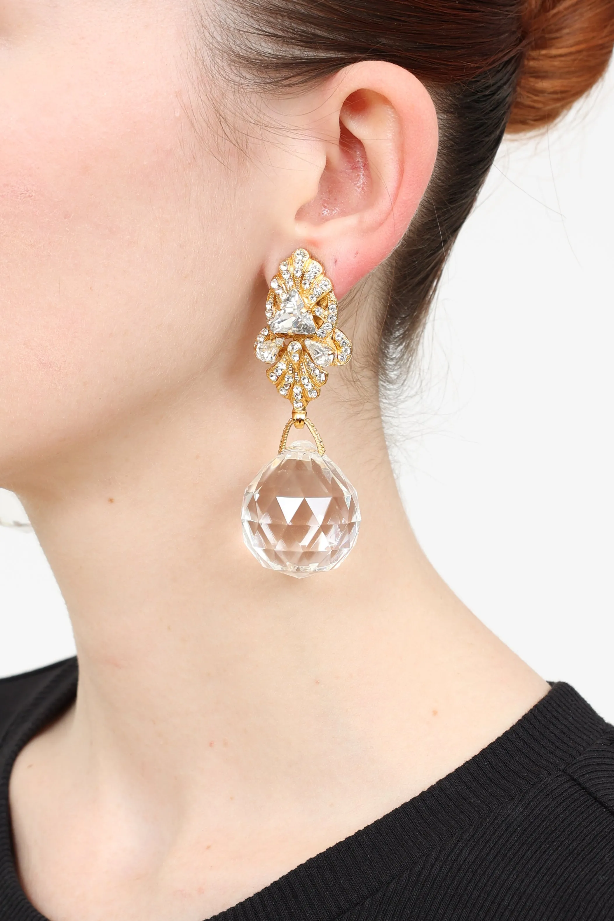 Crystal Drop Clip On Earrings