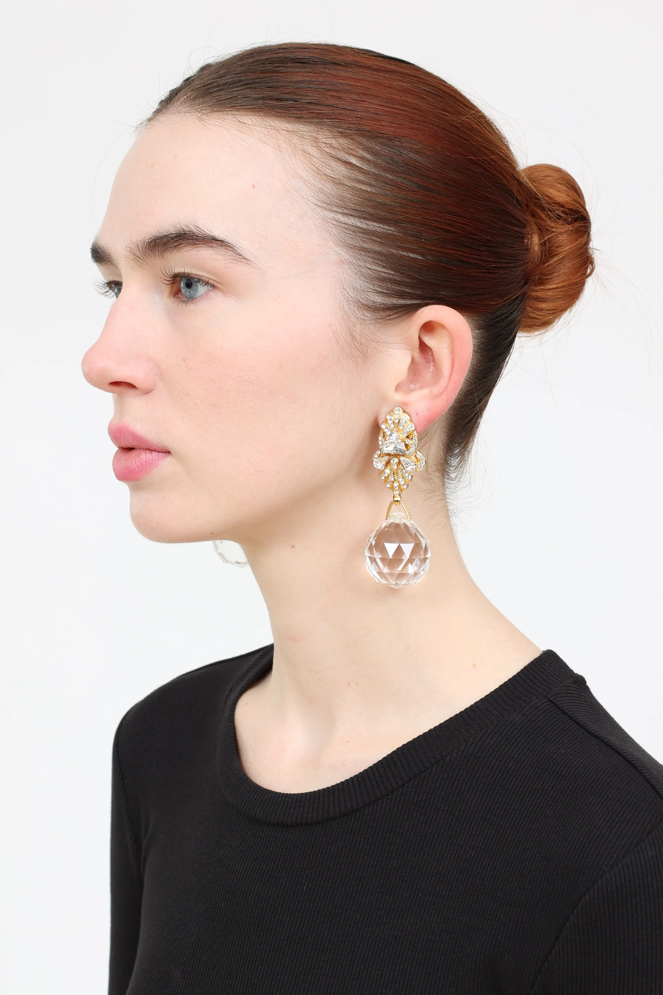 Crystal Drop Clip On Earrings