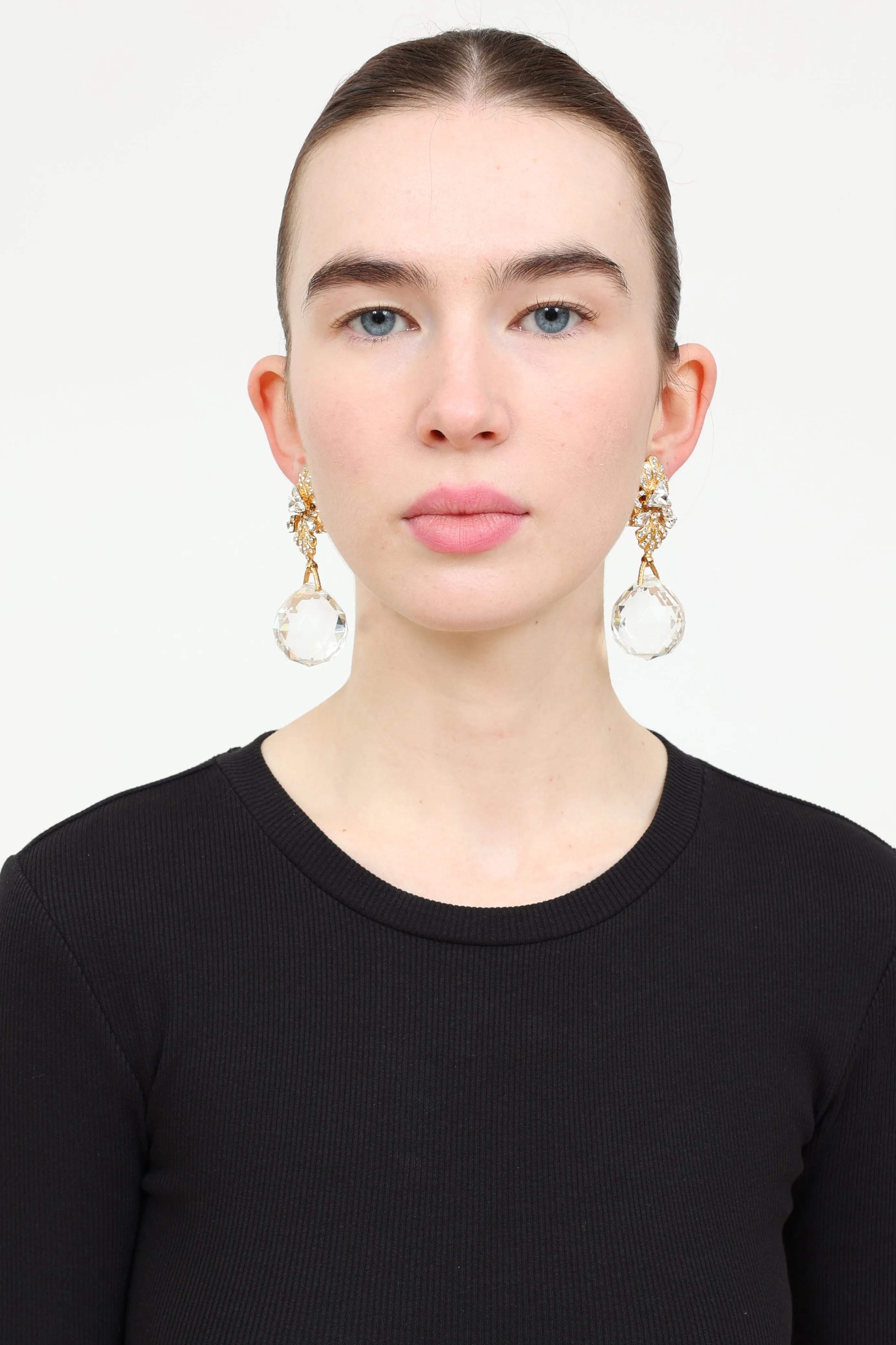 Crystal Drop Clip On Earrings