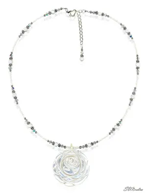 Crystal Pearl Shell Flower Necklace