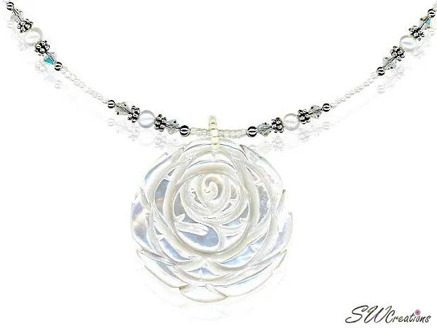 Crystal Pearl Shell Flower Necklace