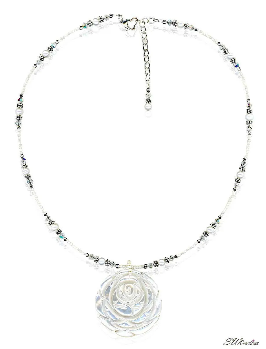 Crystal Pearl Shell Flower Necklace