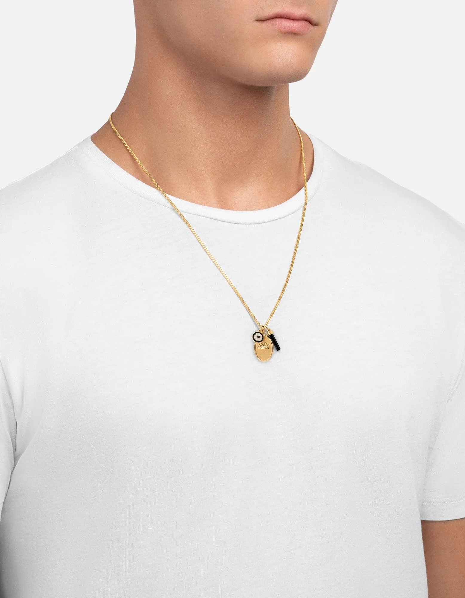 Dawn Trilogy Necklace, Gold Vermeil/Black