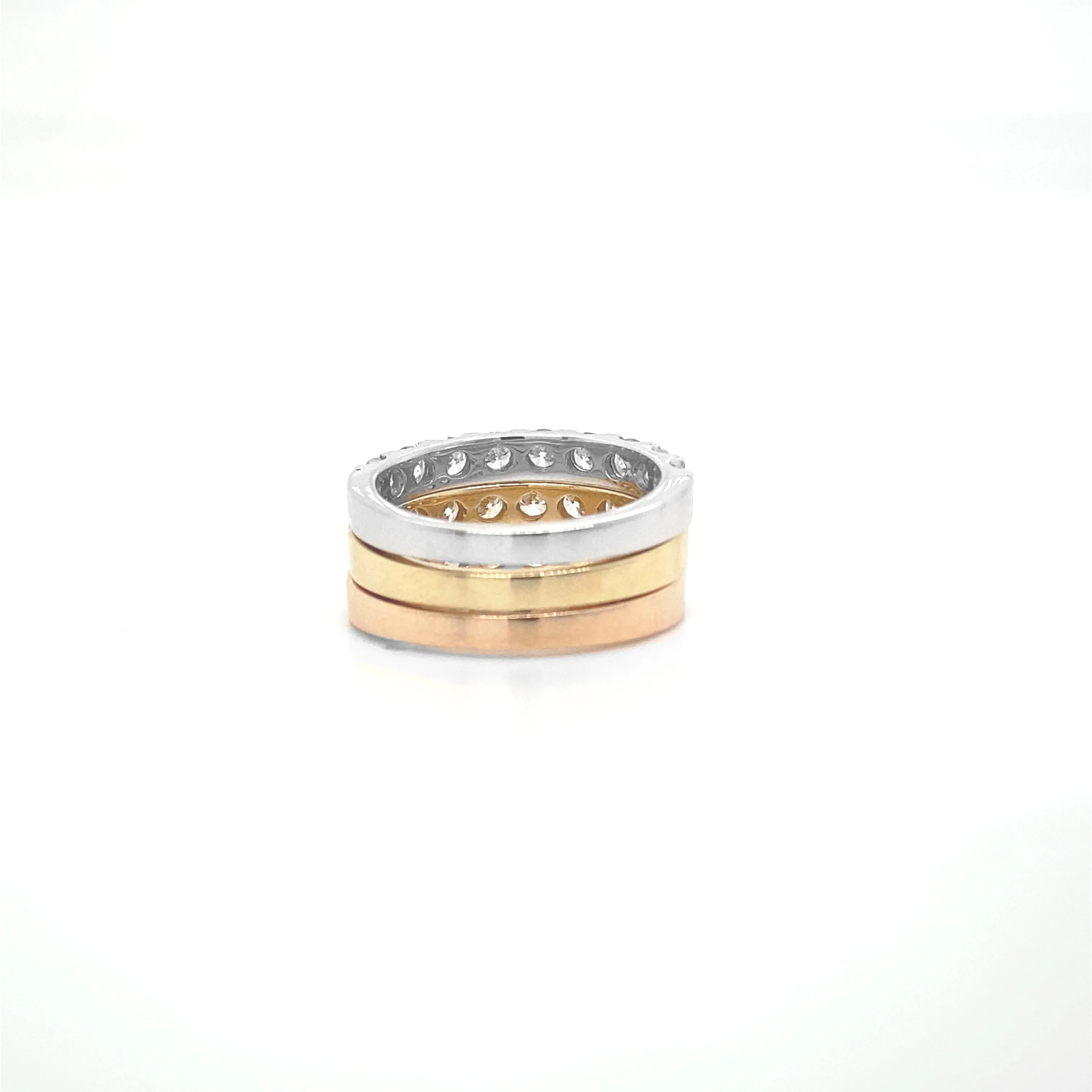 Diamond Band Ring White Rose and Yellow Gold