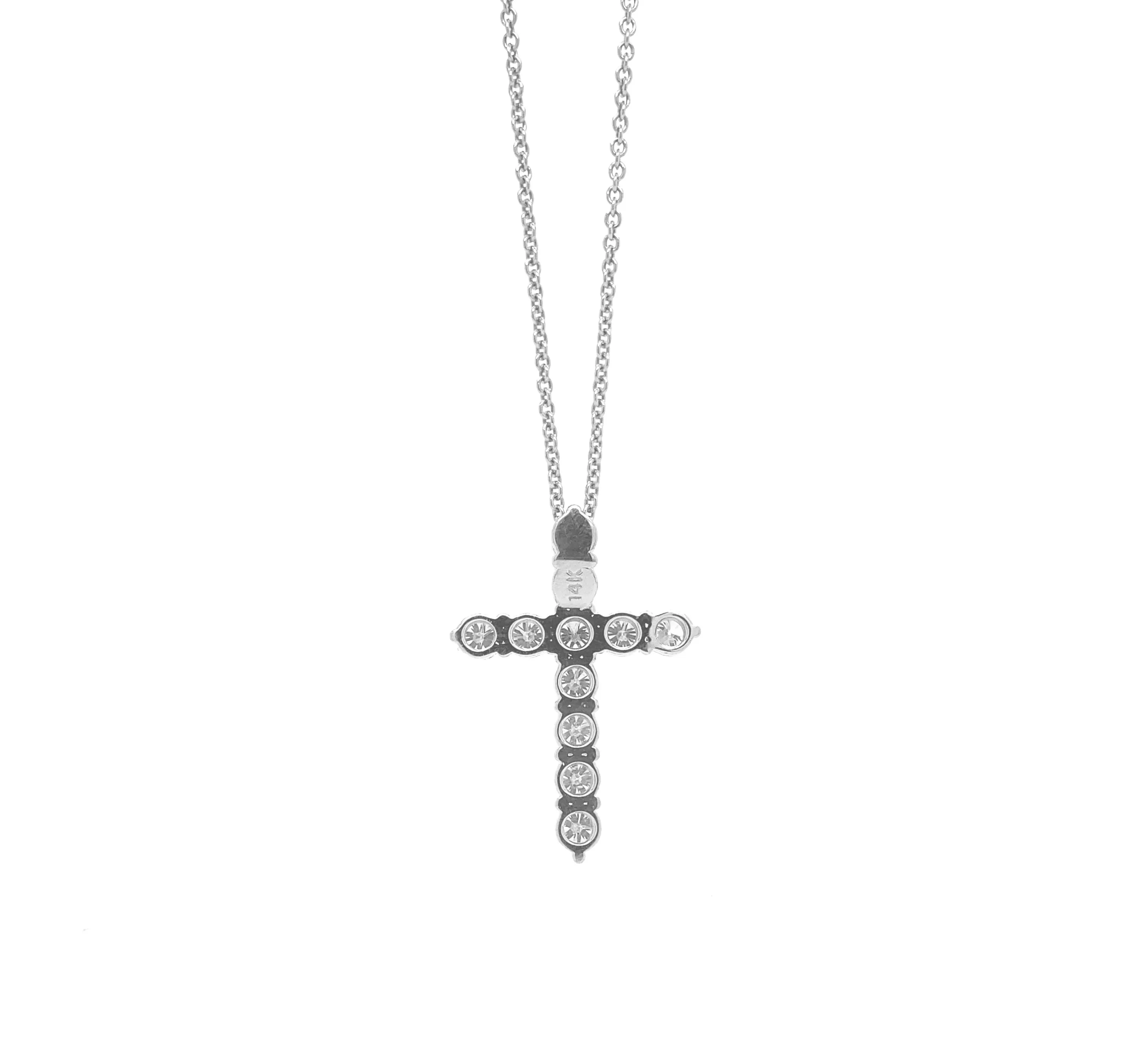 Diamond Cross Pendant White Gold P013 WG