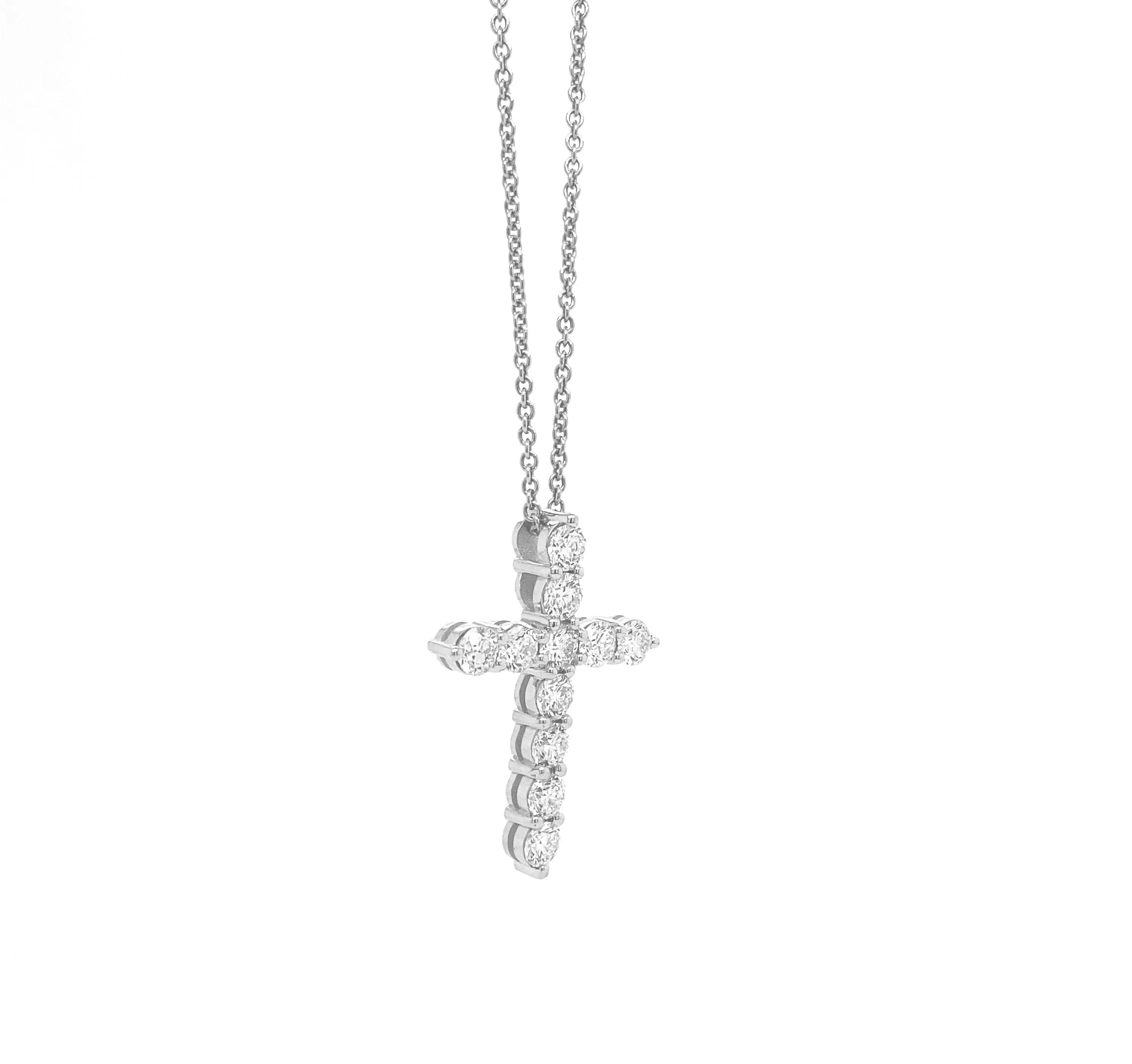 Diamond Cross Pendant White Gold P013 WG