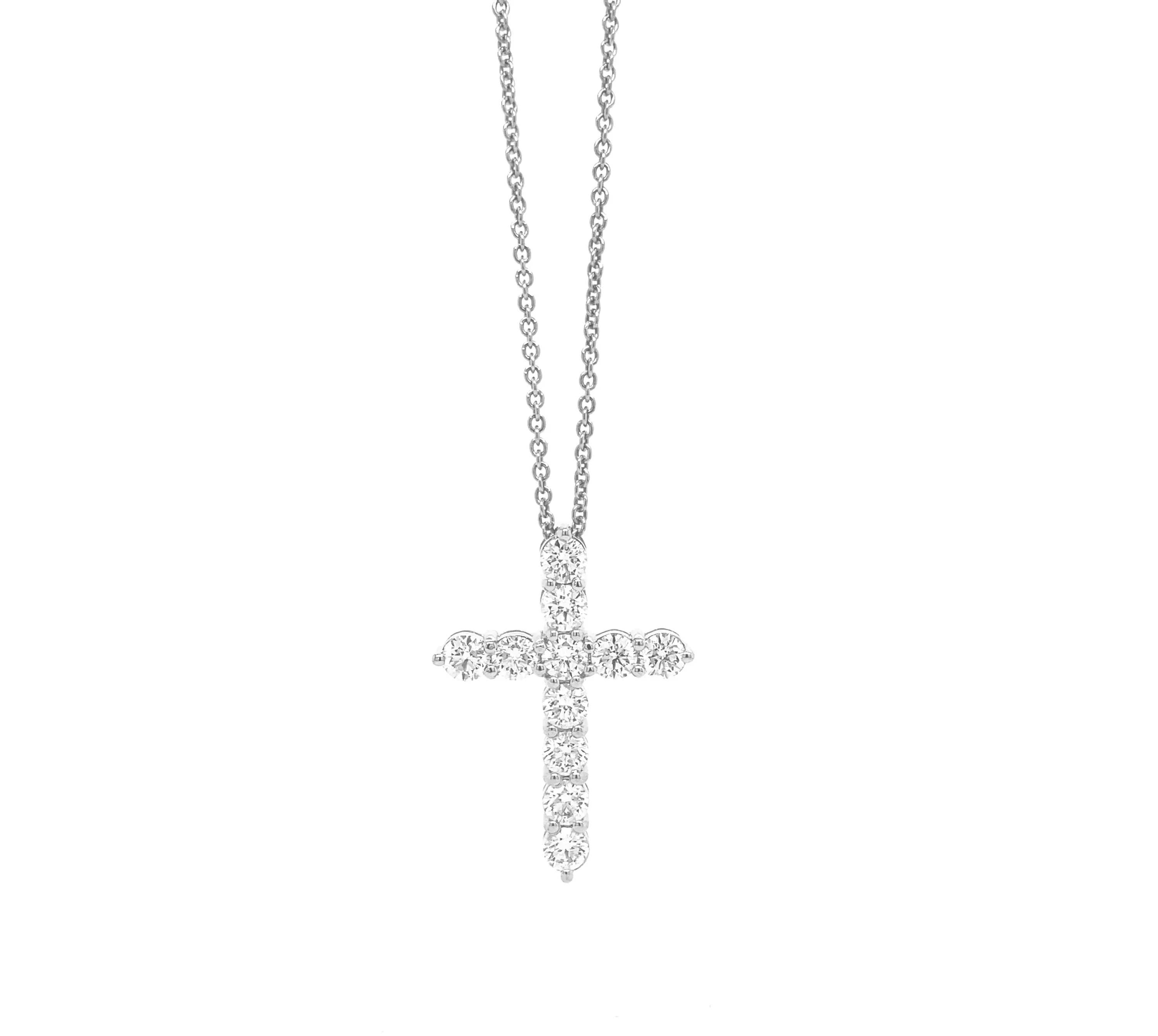 Diamond Cross Pendant White Gold P013 WG