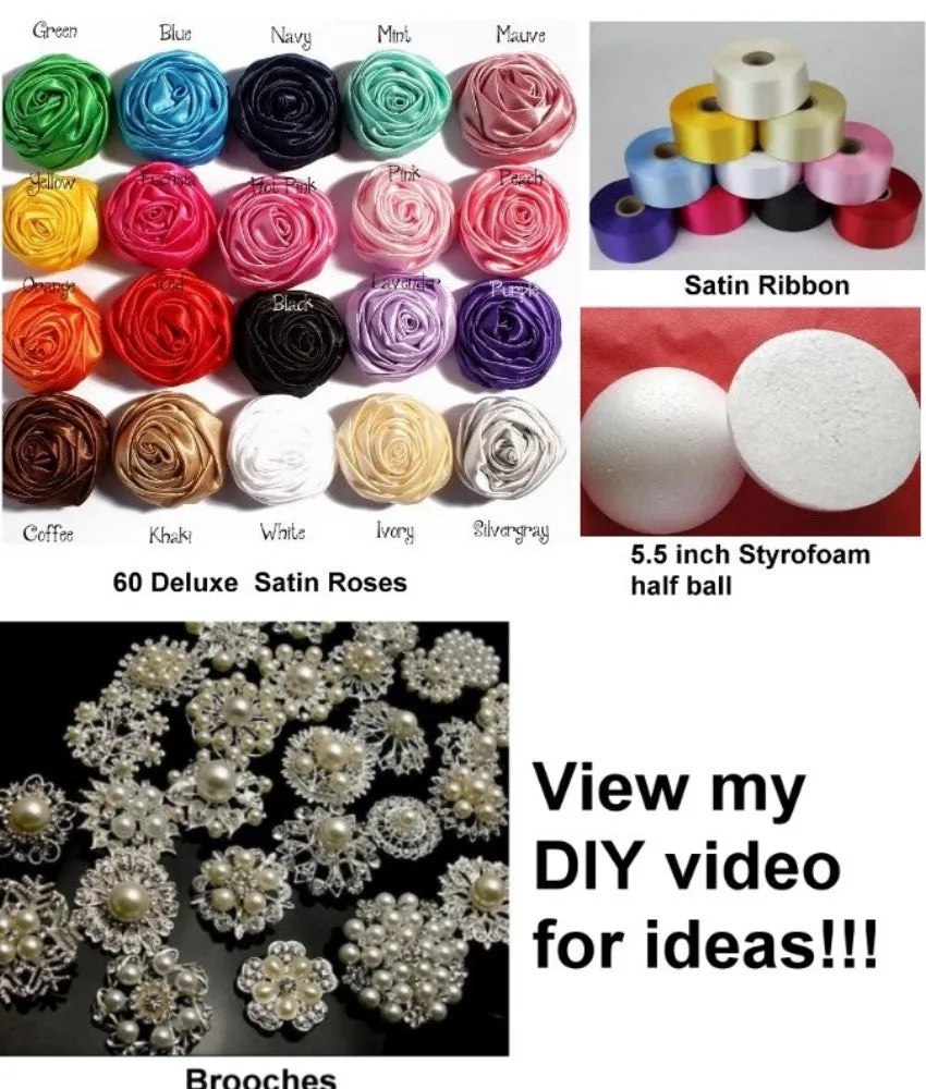 DIY Kit Satin Roses Brooch Bouquet KIT- BESS