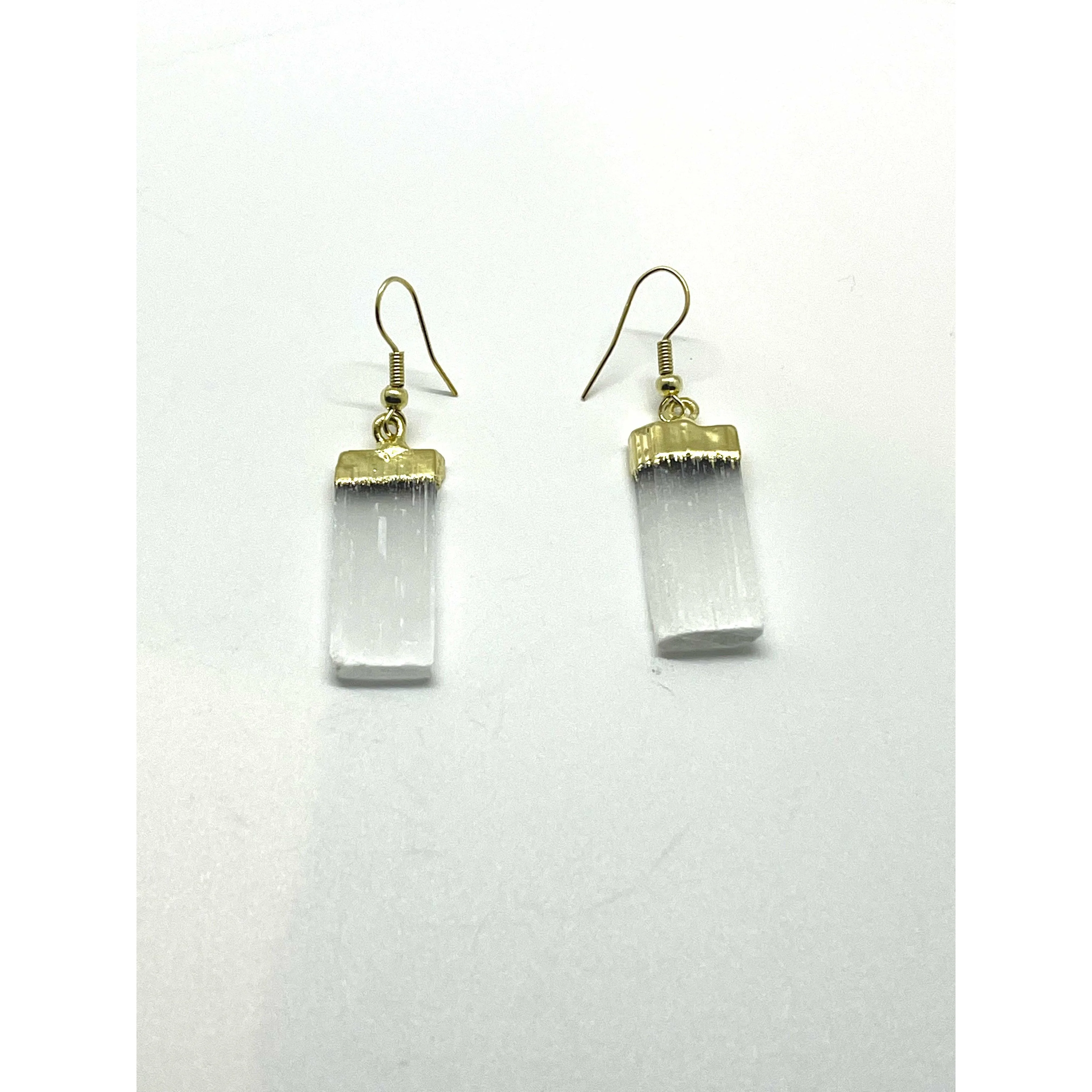 Earrings: Selenite with Gold Plating