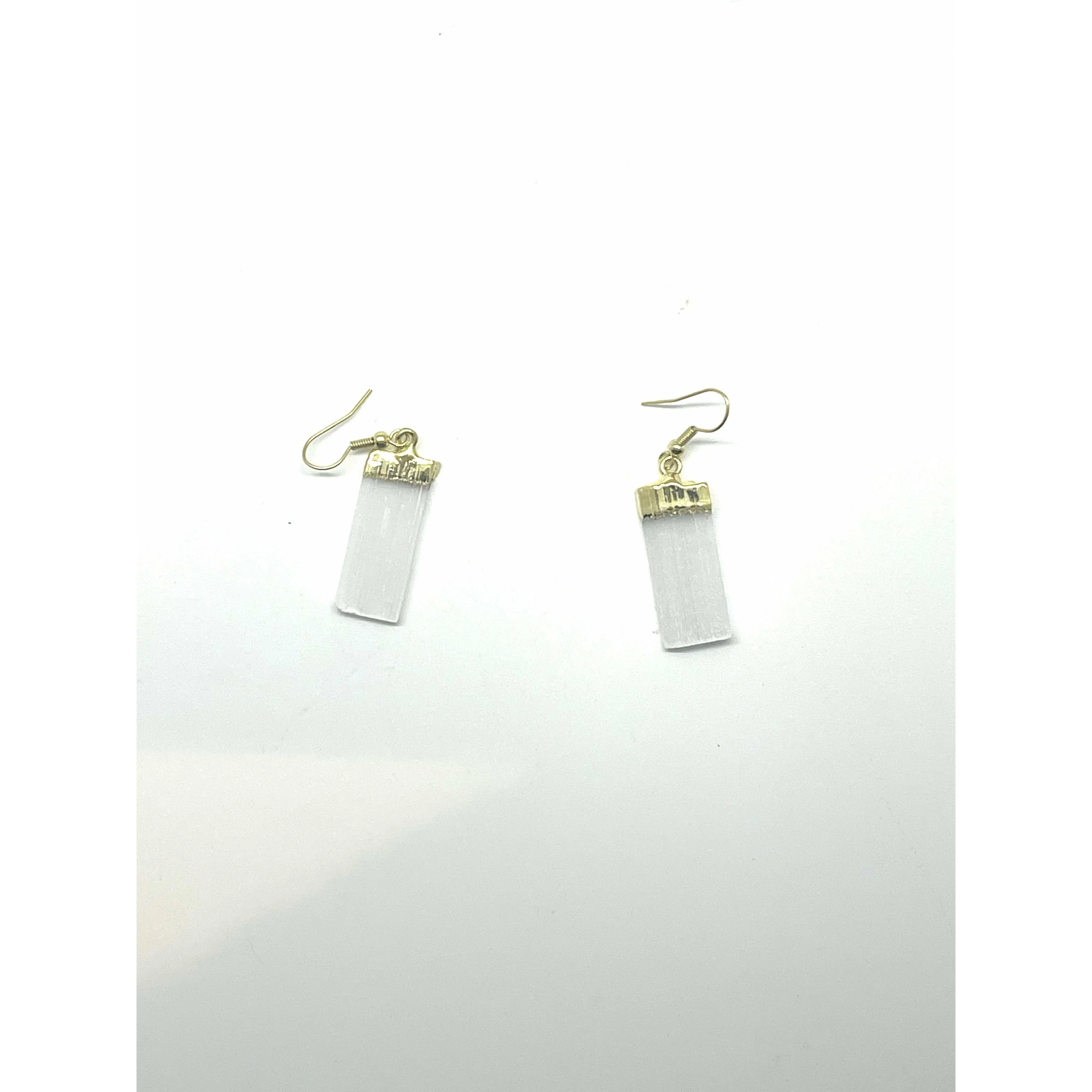 Earrings: Selenite with Gold Plating