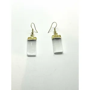 Earrings: Selenite with Gold Plating