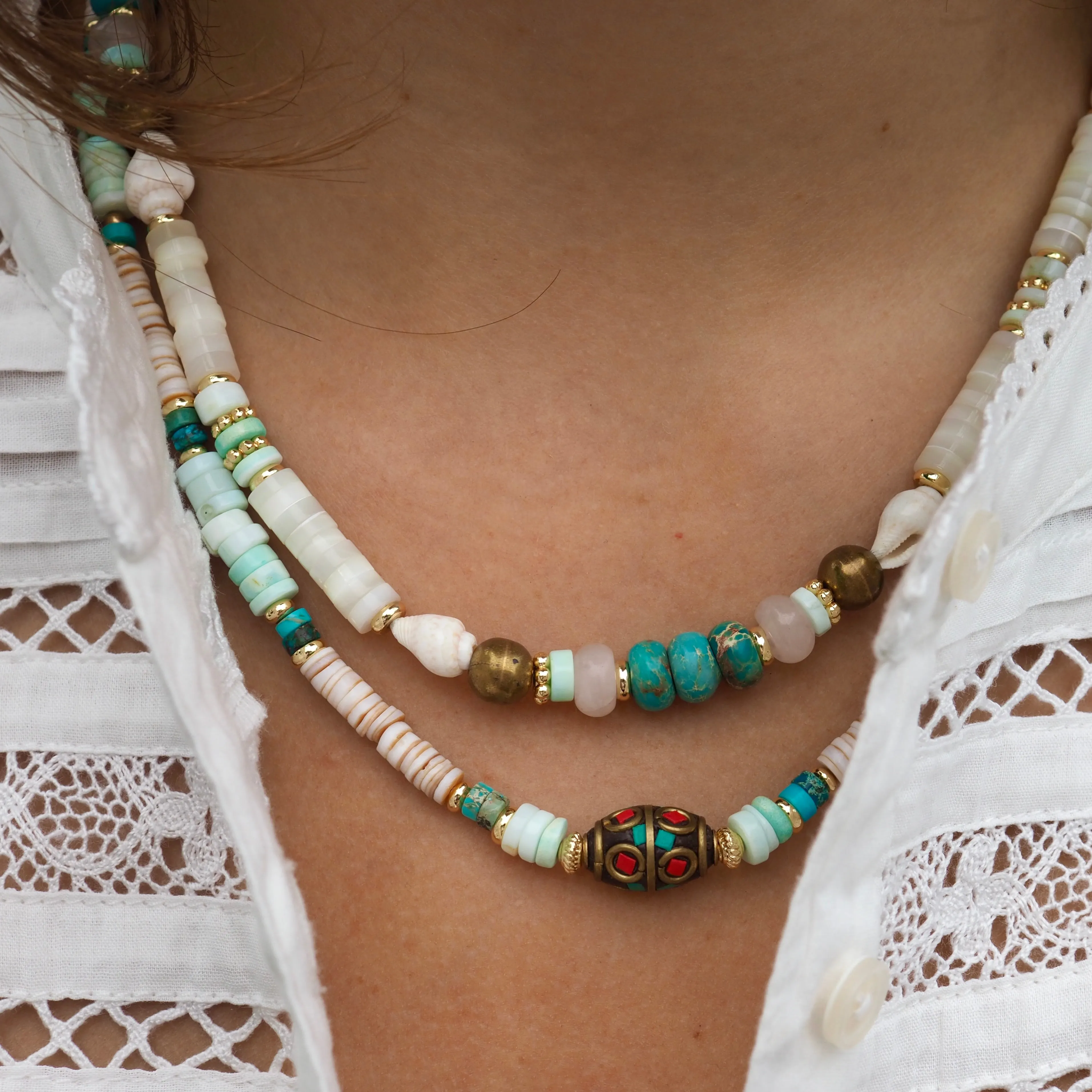 EDI SHELL BEADED NECKLACES