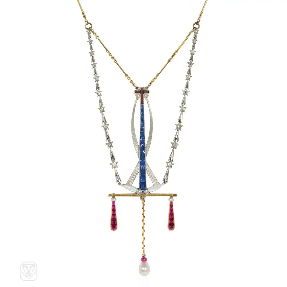 Edwardian multi-gemset Masonic necklace