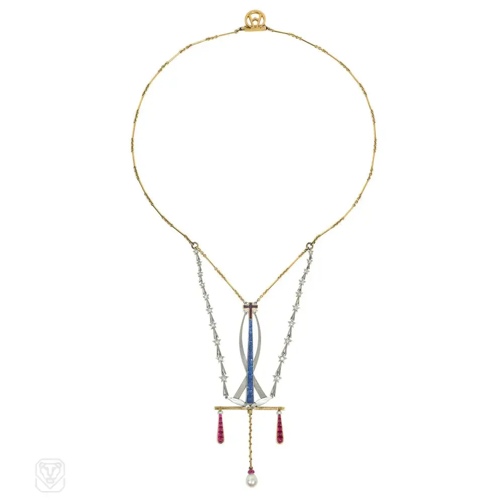 Edwardian multi-gemset Masonic necklace