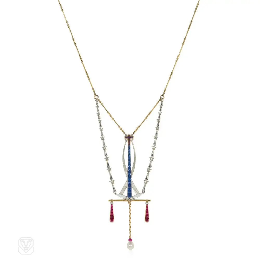 Edwardian multi-gemset Masonic necklace