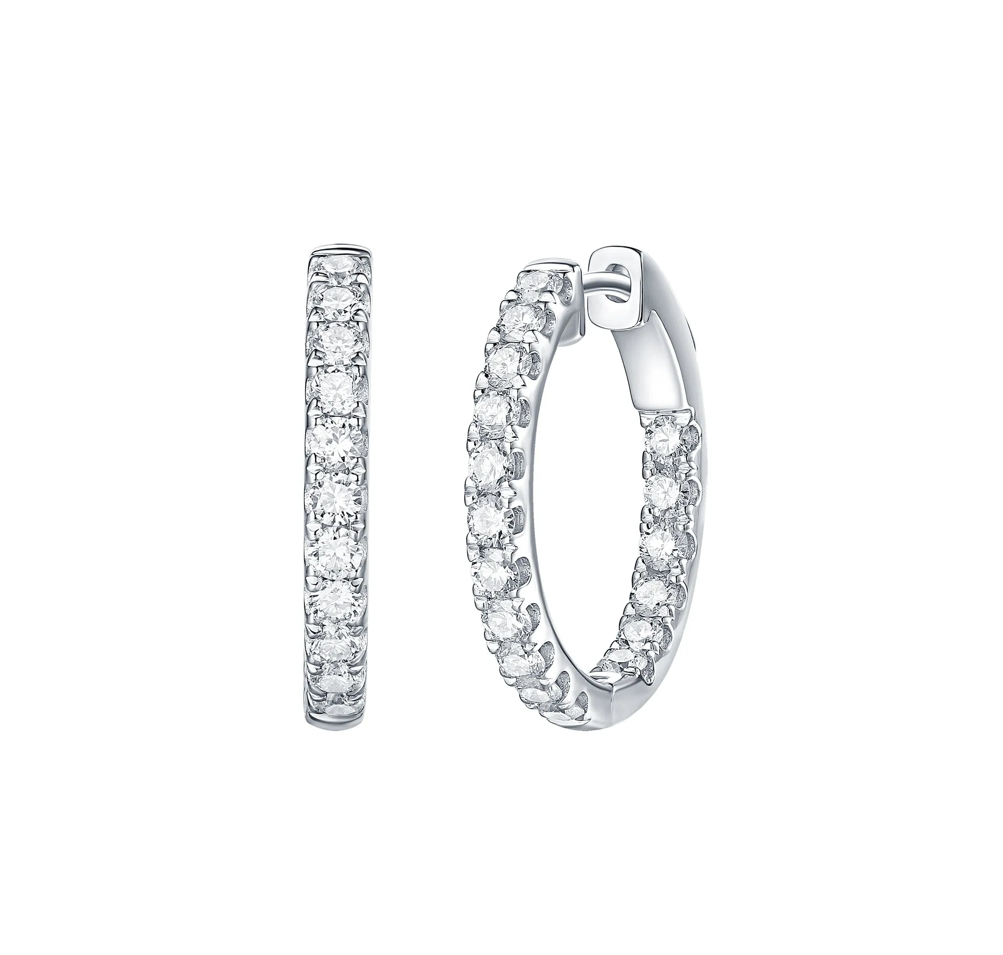 Essentials 1ct Classic Inside-Out Diamond Hoops <br> E-00111WHT