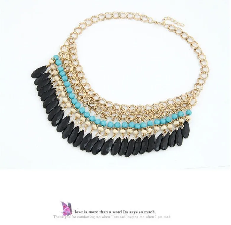 Fashion Collier Femme Fashion Bohemian Statement Necklaces & Pendants Resin Beads Gold Choker Necklace for Women Colar Collares