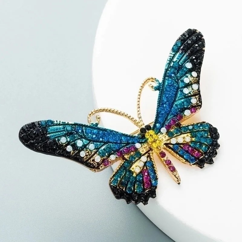 Fashion Pin Butterfly Alloy Diamond Artificial Gemstones Women'S Brooches