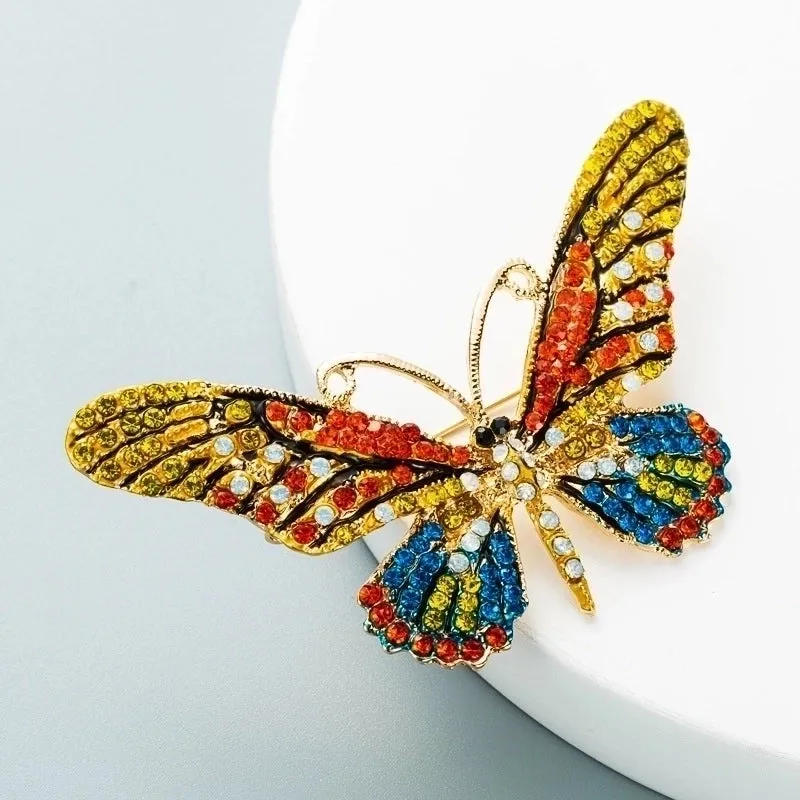 Fashion Pin Butterfly Alloy Diamond Artificial Gemstones Women'S Brooches