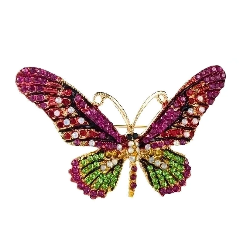 Fashion Pin Butterfly Alloy Diamond Artificial Gemstones Women'S Brooches