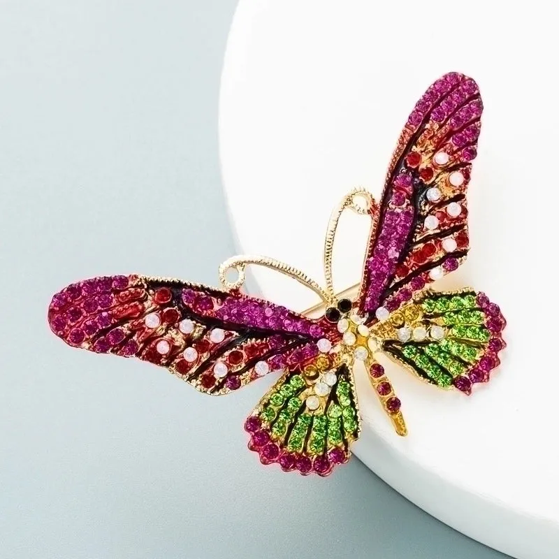 Fashion Pin Butterfly Alloy Diamond Artificial Gemstones Women'S Brooches