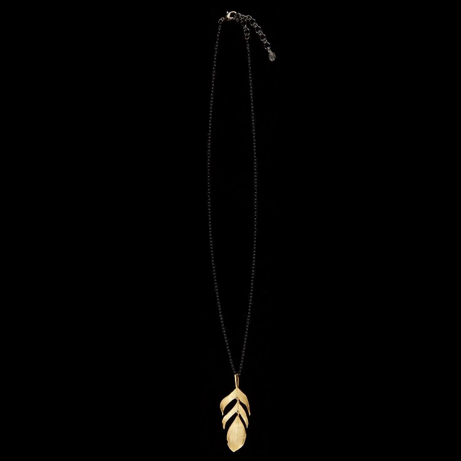 Feather Pendant - 20" Dangle Gold