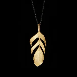 Feather Pendant - 20" Dangle Gold