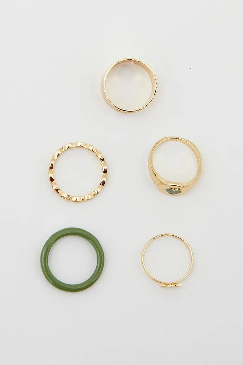 Gold 5Pcs Rings