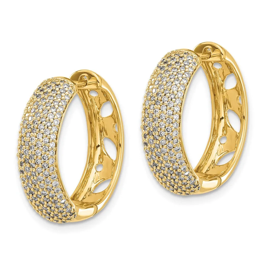 Gold Diamond Hinged Hoop Earrings - Model EM5382-100-YA