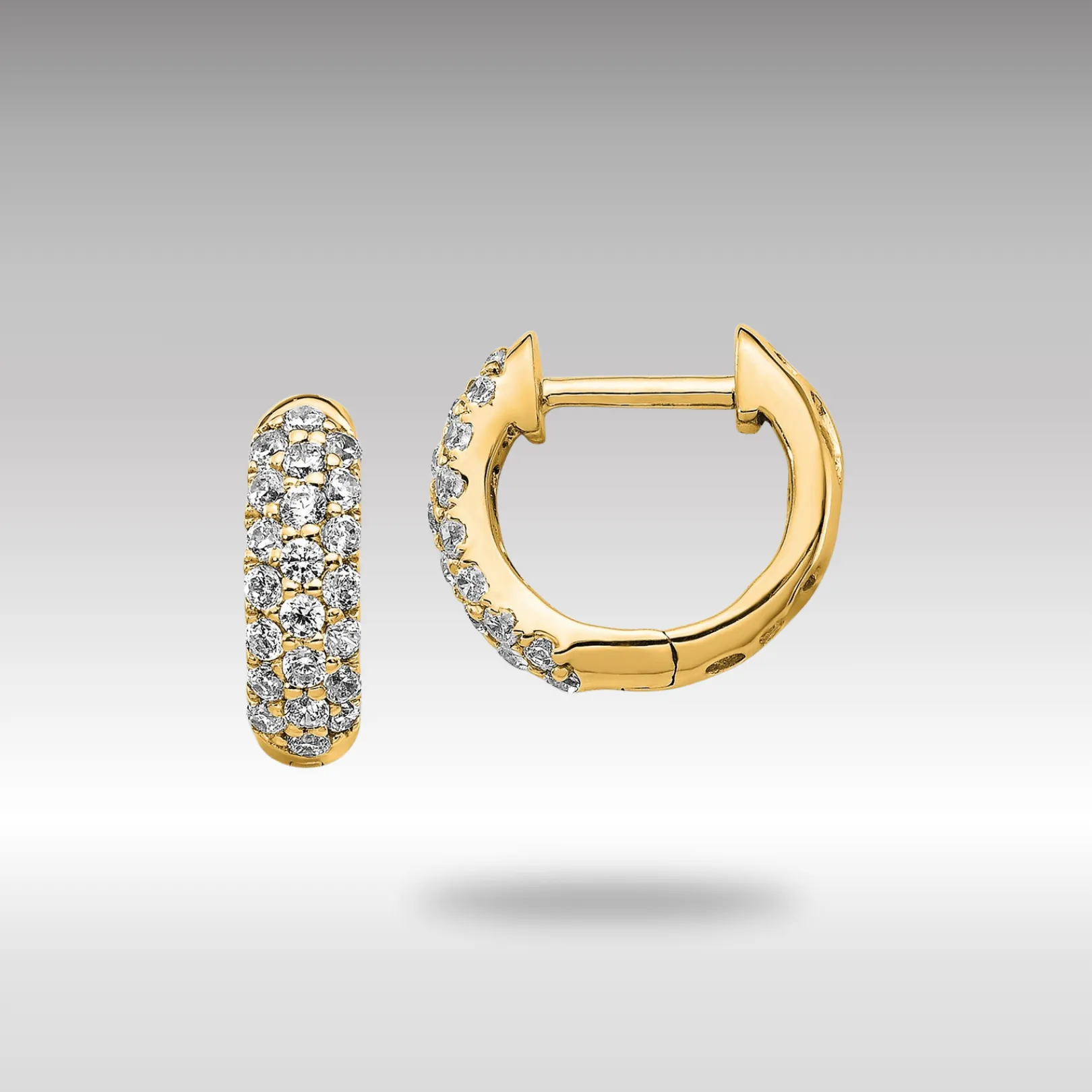 Gold Diamond Hinged Hoop Earrings - Model EM5386-050-YA