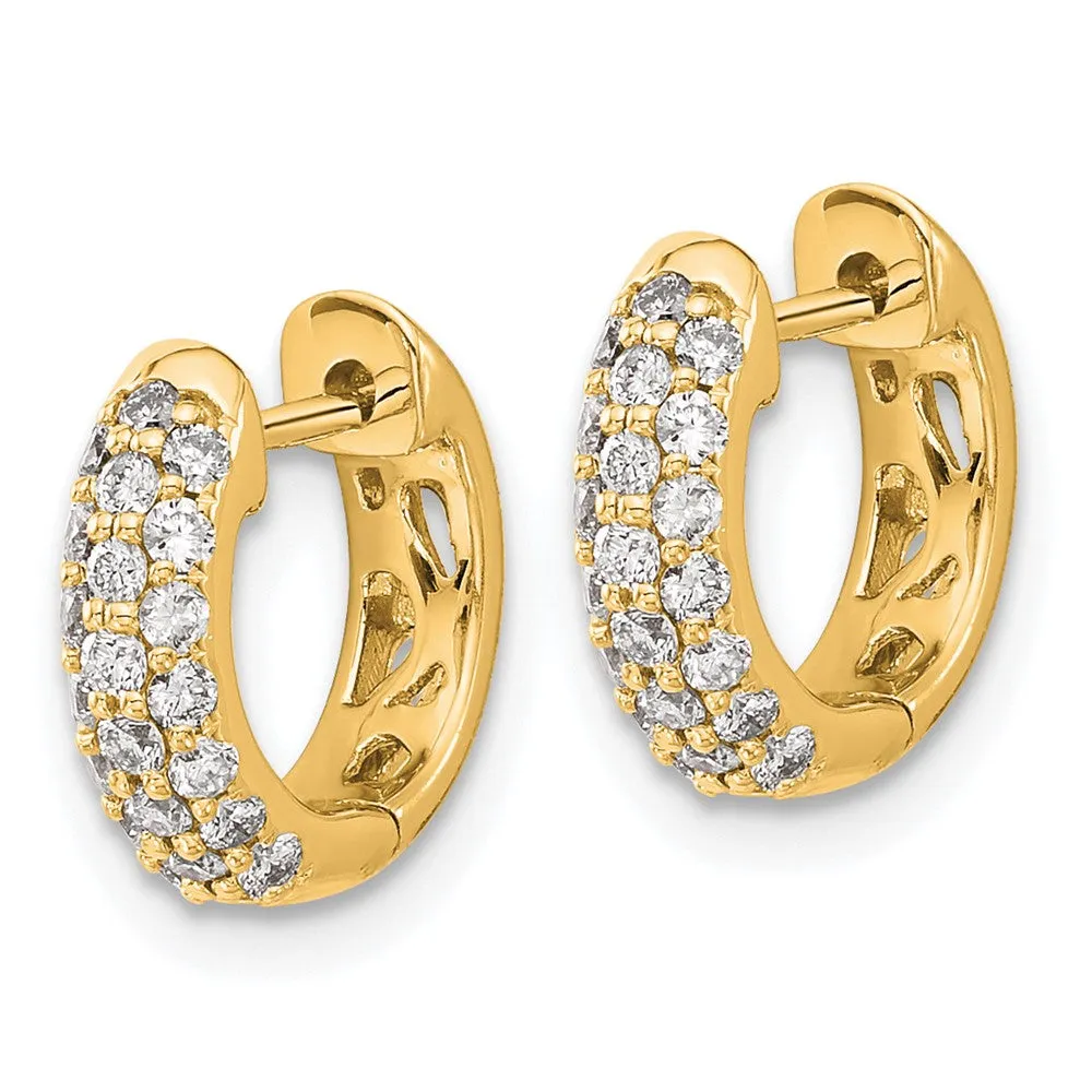 Gold Diamond Hinged Hoop Earrings - Model EM5386-050-YA