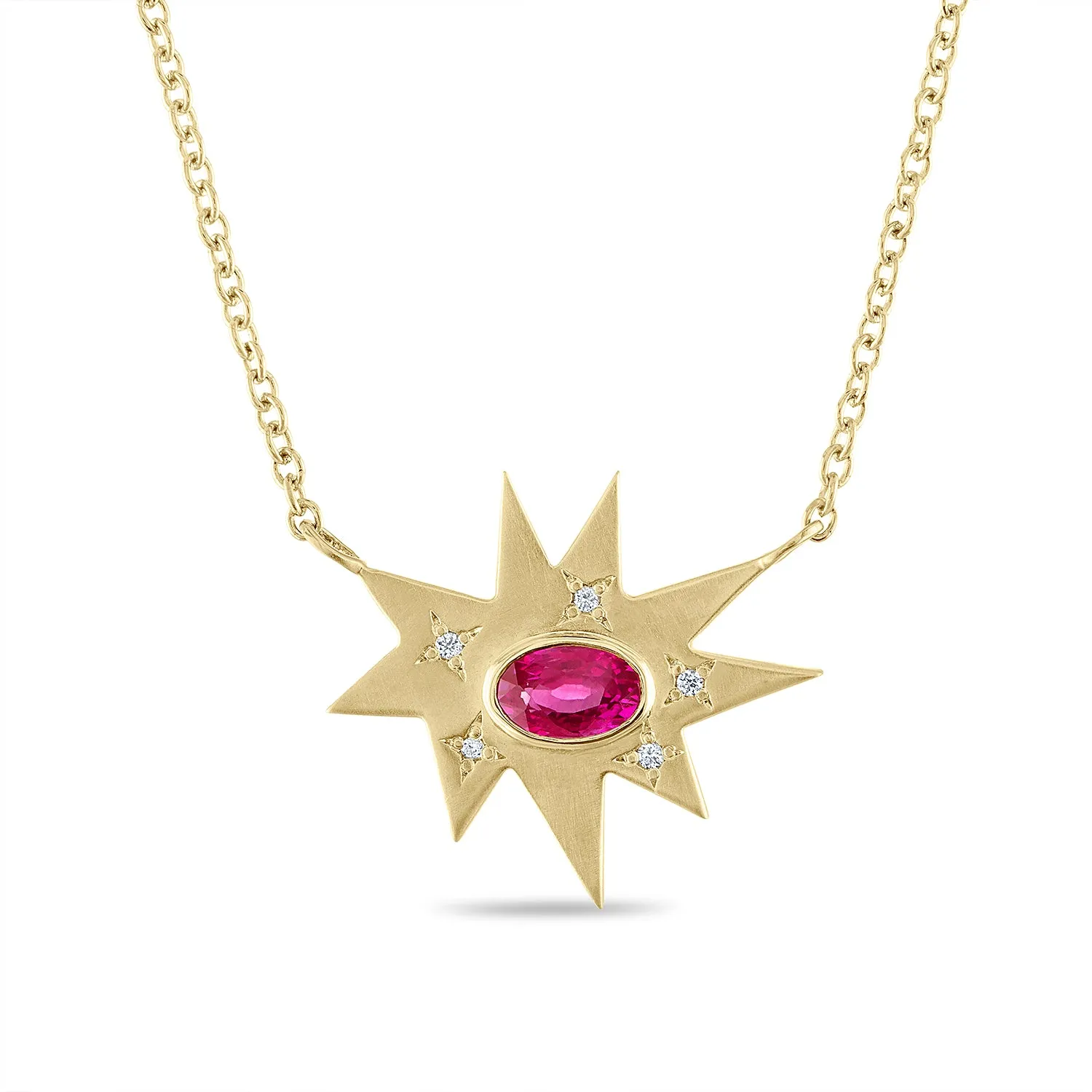 Gold Midi KAPOW! Necklace: Ruby