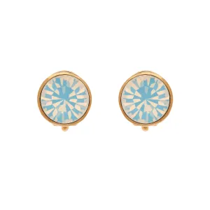 Gold Opal Crystal Clip Earrings