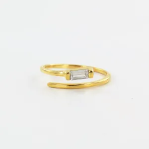 GOLD PLATED OPEN SPIRAL RING WITH ZIRCON