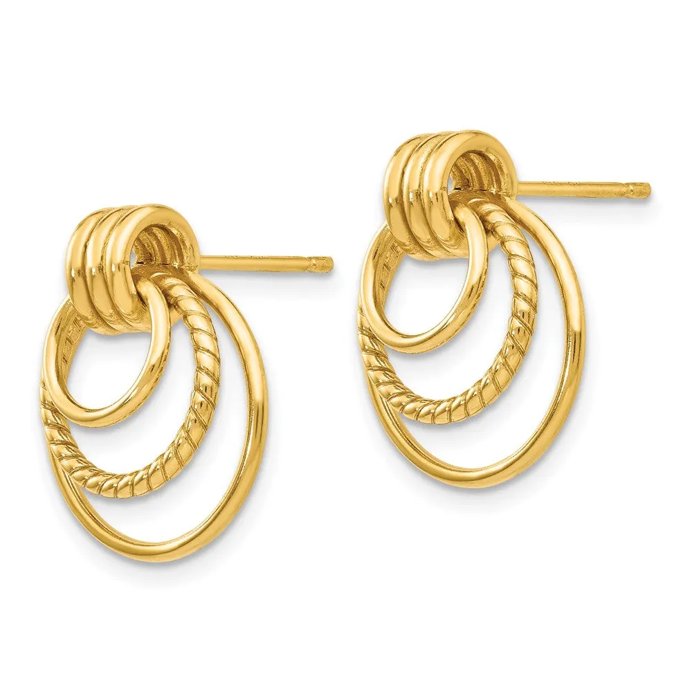 Gold Polished and Textured Fancy Post Earrings Model-Z458