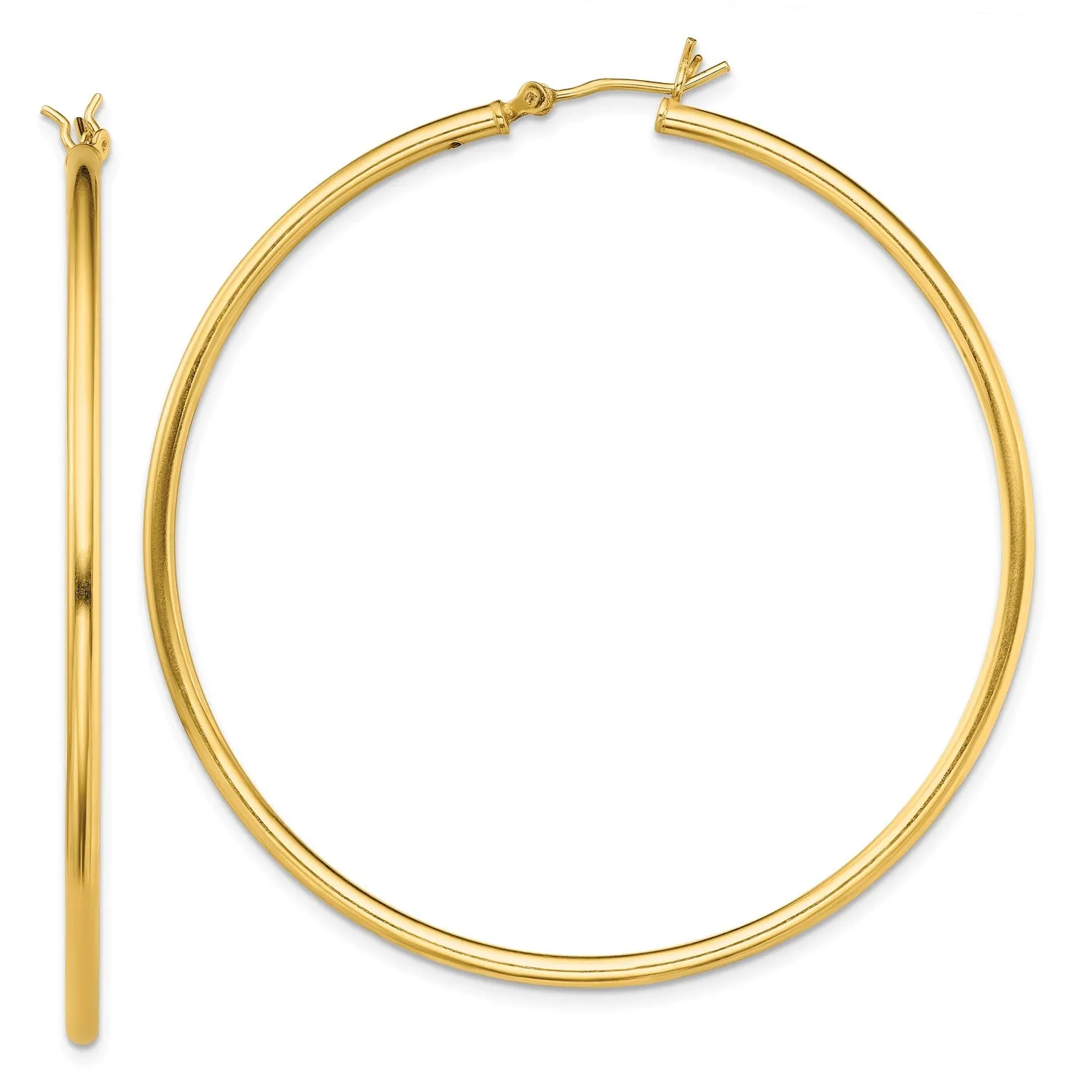 Goldtone Sterling Silver 2X55MM Hoop Earrings