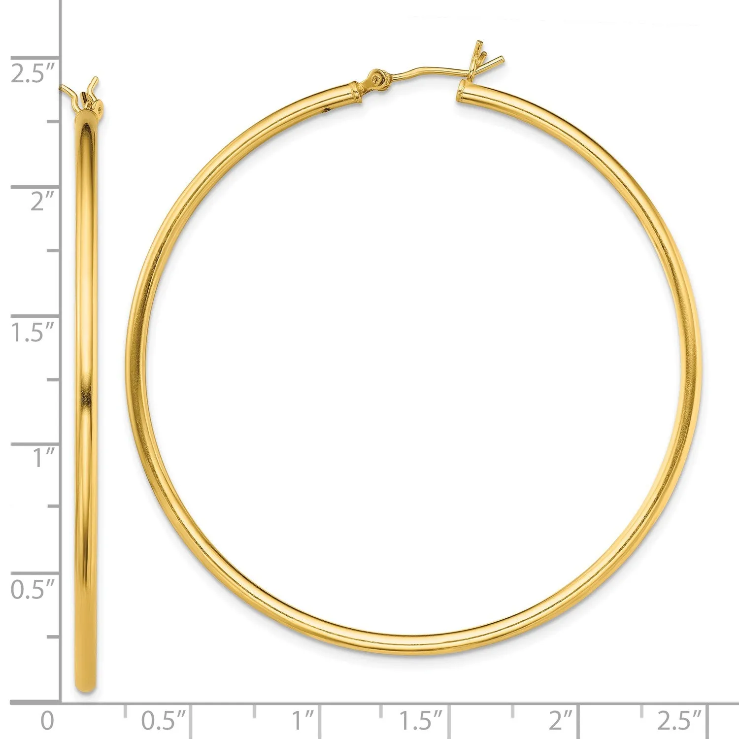 Goldtone Sterling Silver 2X55MM Hoop Earrings