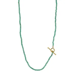 Green Onyx Beaded Necklace with 22K Gold Toggle Clasp