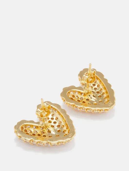 Gummy Heart Earrings - Gold