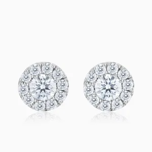 Halo Diamond Earrings in 18K White Gold