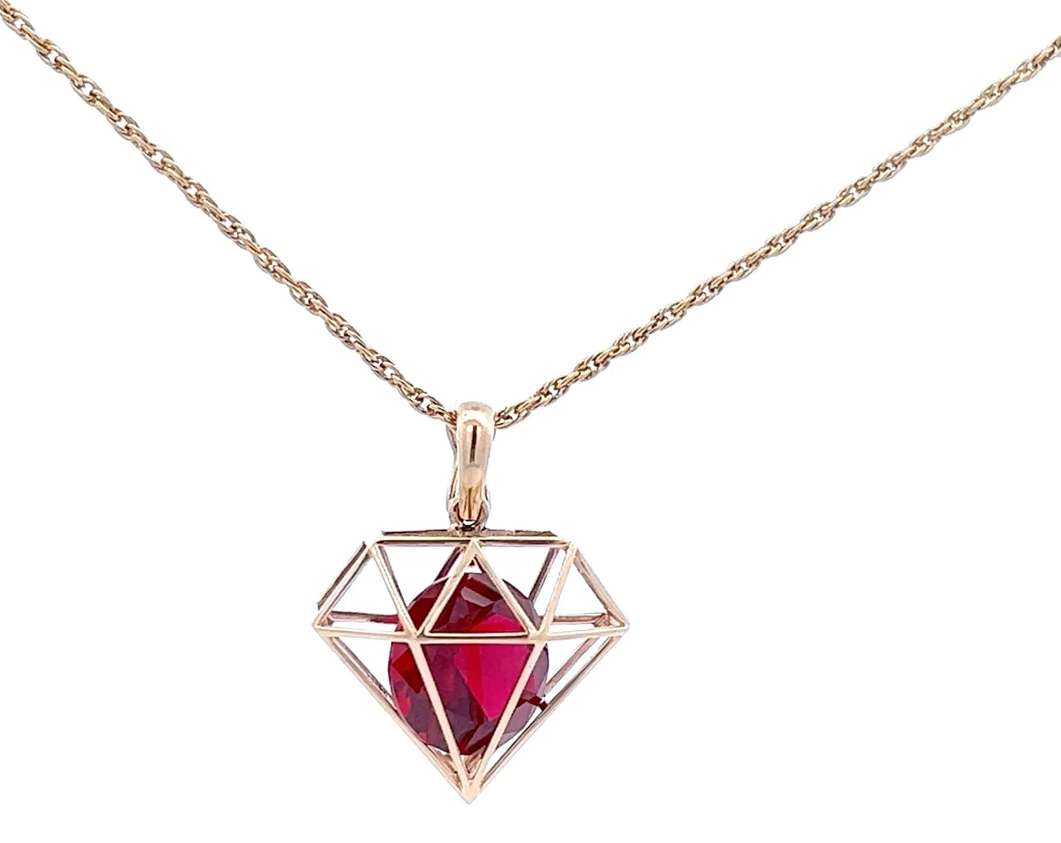 Handmade Ruby & Yellow Gold Enhancer Pendant