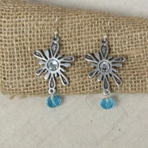 Handmade silver Flower Drop Earrings