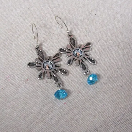 Handmade silver Flower Drop Earrings