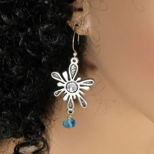 Handmade silver Flower Drop Earrings