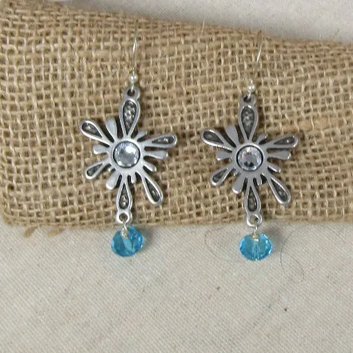 Handmade silver Flower Drop Earrings