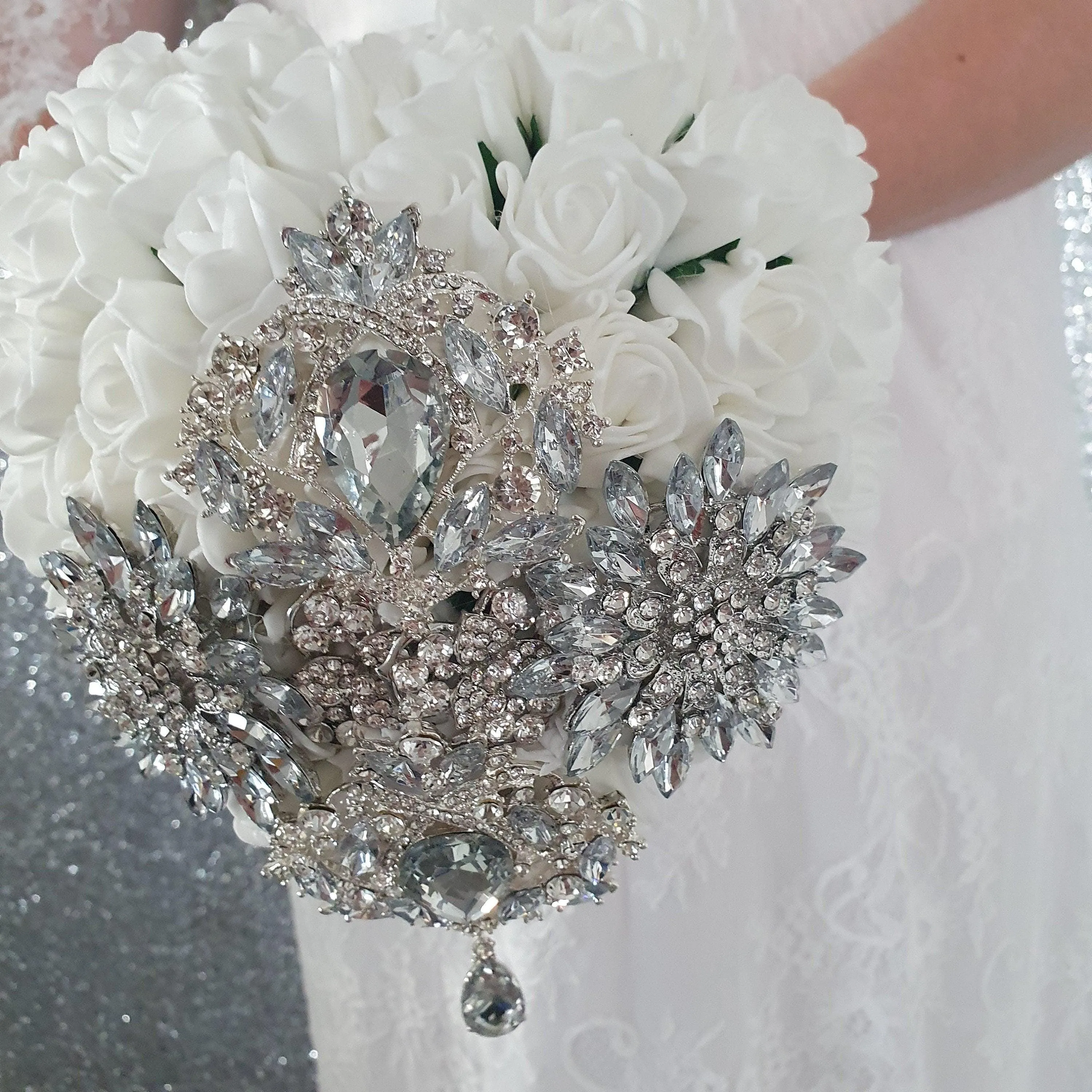 Heart shaped bridesmaid bouquet, Artificial wedding flowers by Crystal wedding uk