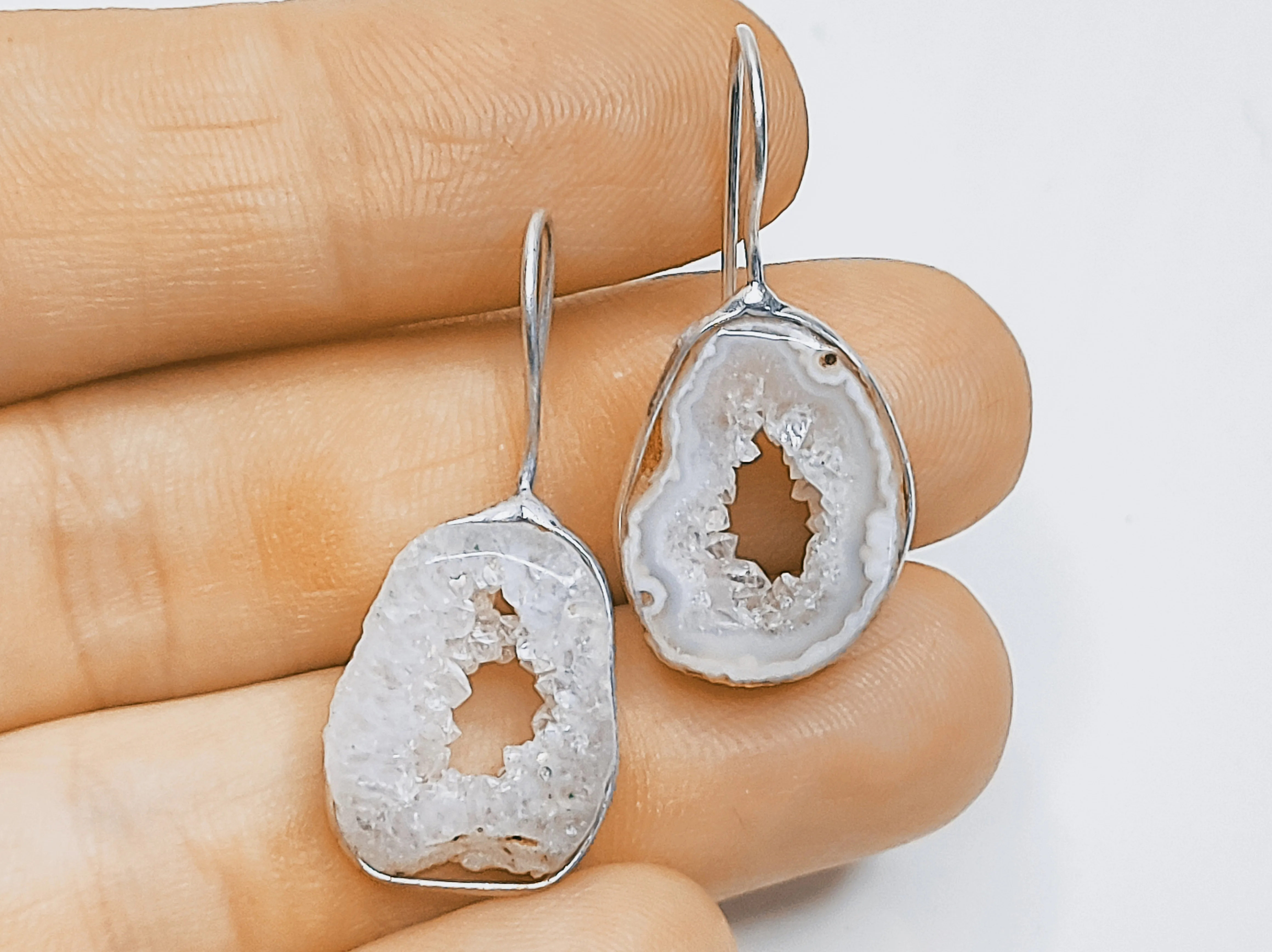 Himalayan Quartz Geode Crystal Earrings